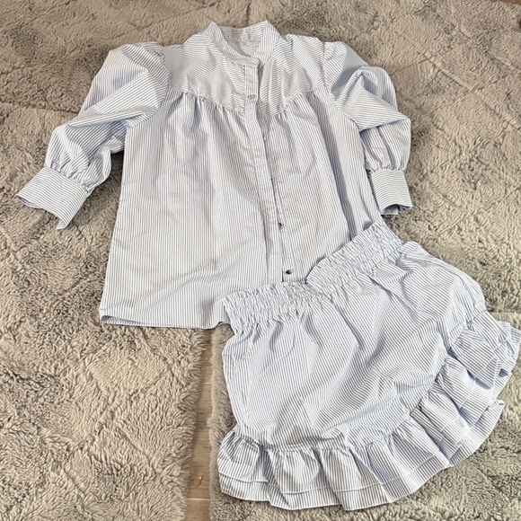 Cheyenne Chanel Dresses & Skirts - Striped Blue Mini Dress Set with Ruffle Hem